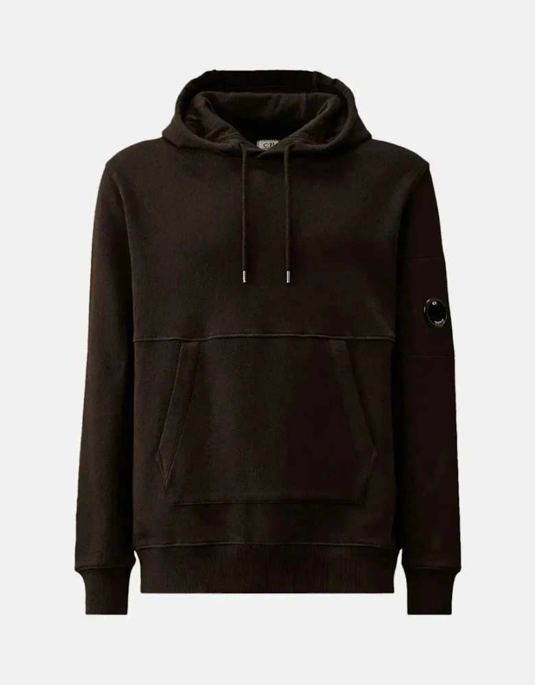 CP COMPANY MENS DIAGONAL RAISED FLEECE LENS HOODIE BLACK