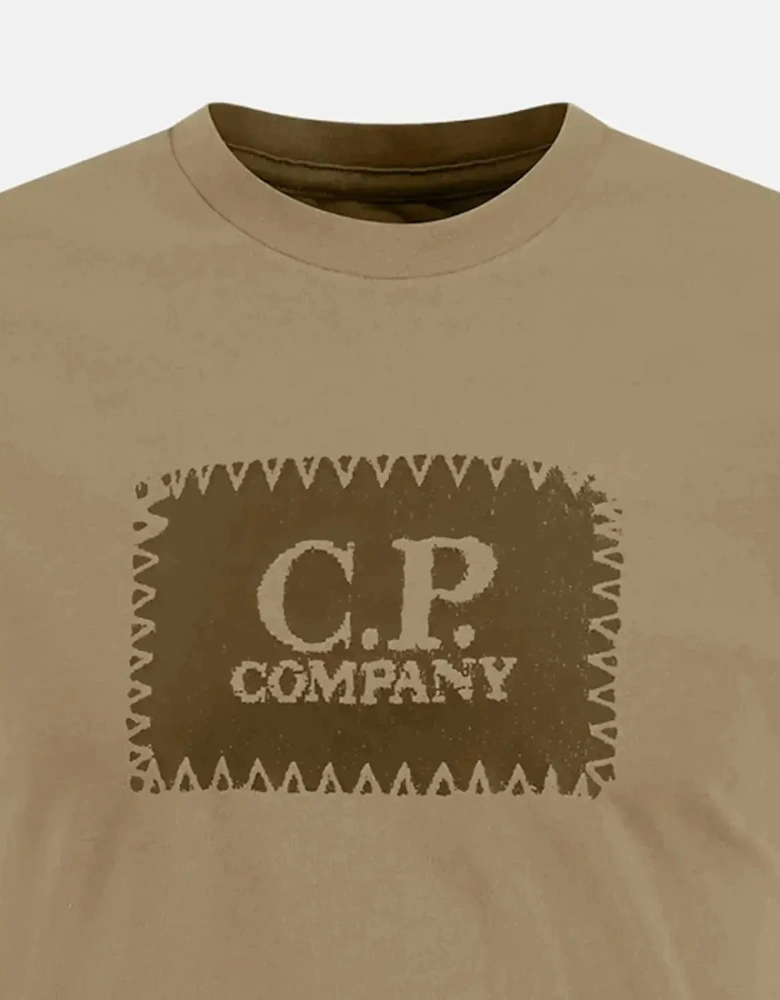 CP COMPANY MENS 30/1 JERSEY LABEL LOGO T-SHIRT FALLEN ROCK GREY