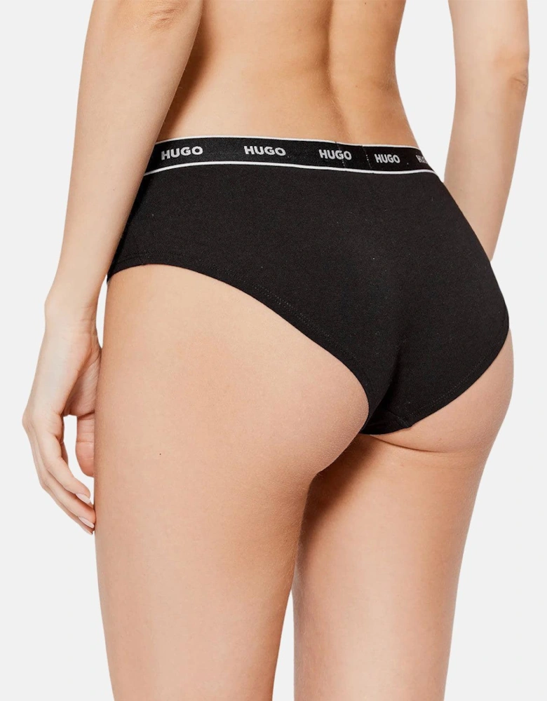 HUGO WOMENS 3 PACK HIPSTER BRIEFS BLACK