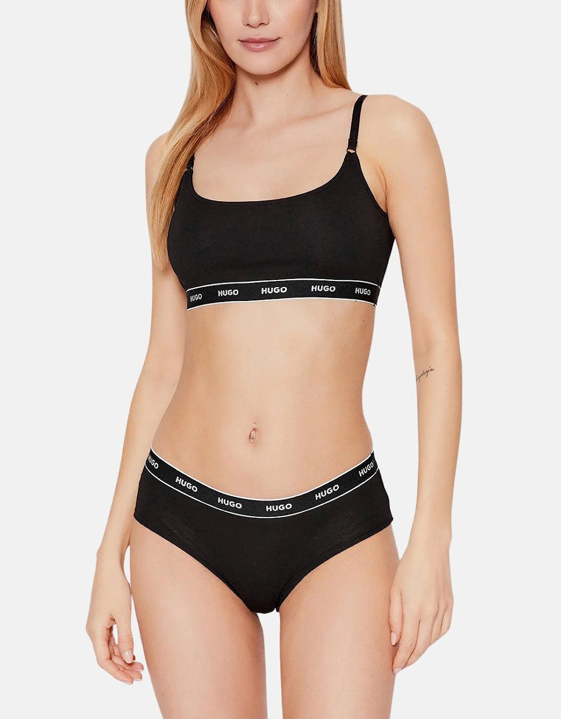 HUGO WOMENS 3 PACK HIPSTER BRIEFS BLACK