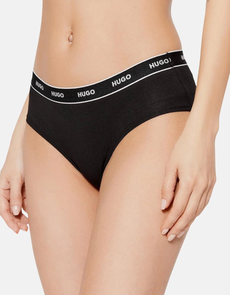 HUGO WOMENS 3 PACK HIPSTER BRIEFS BLACK