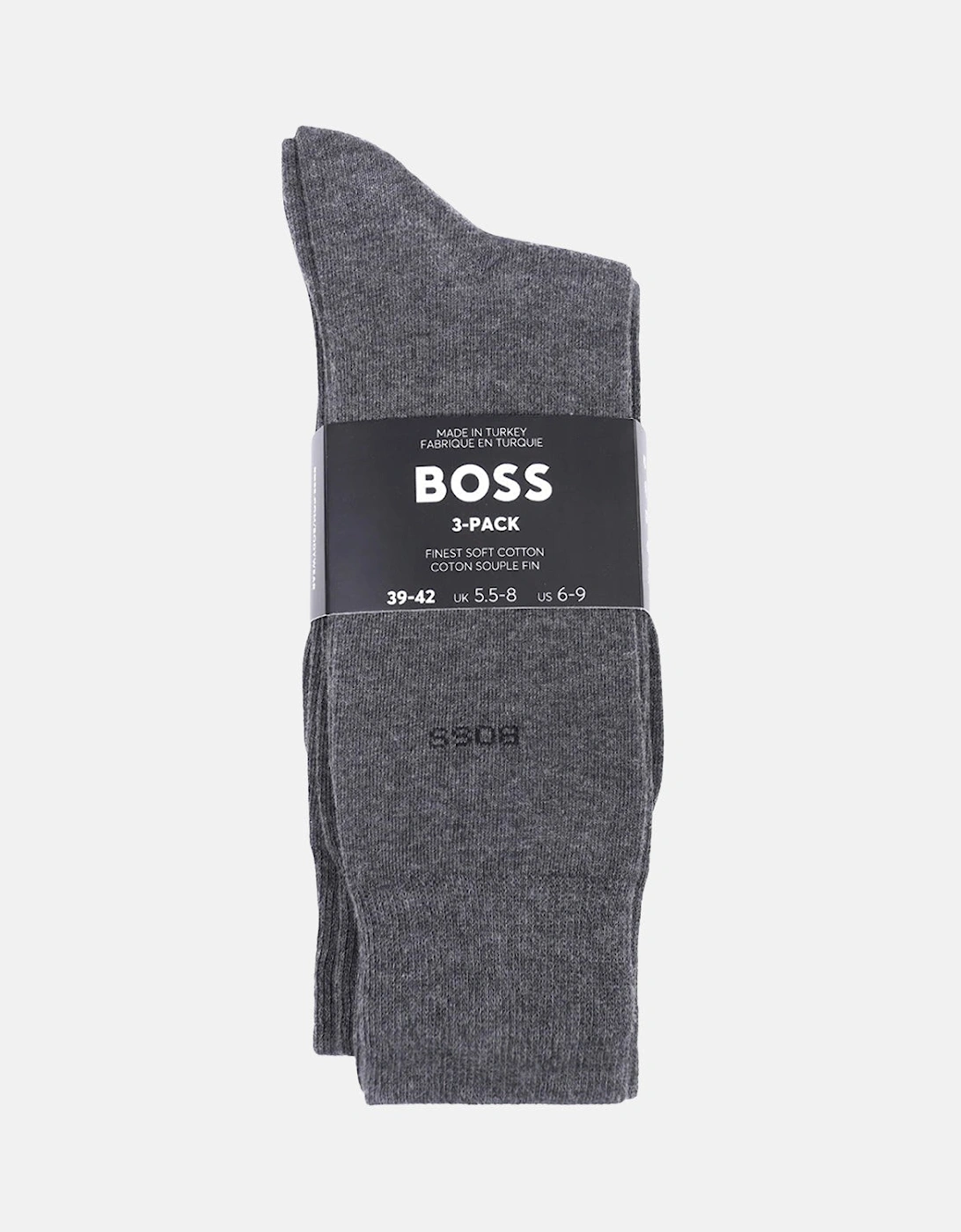 BOSS 3 PACK LOGO CALF SOCKS MID GREY