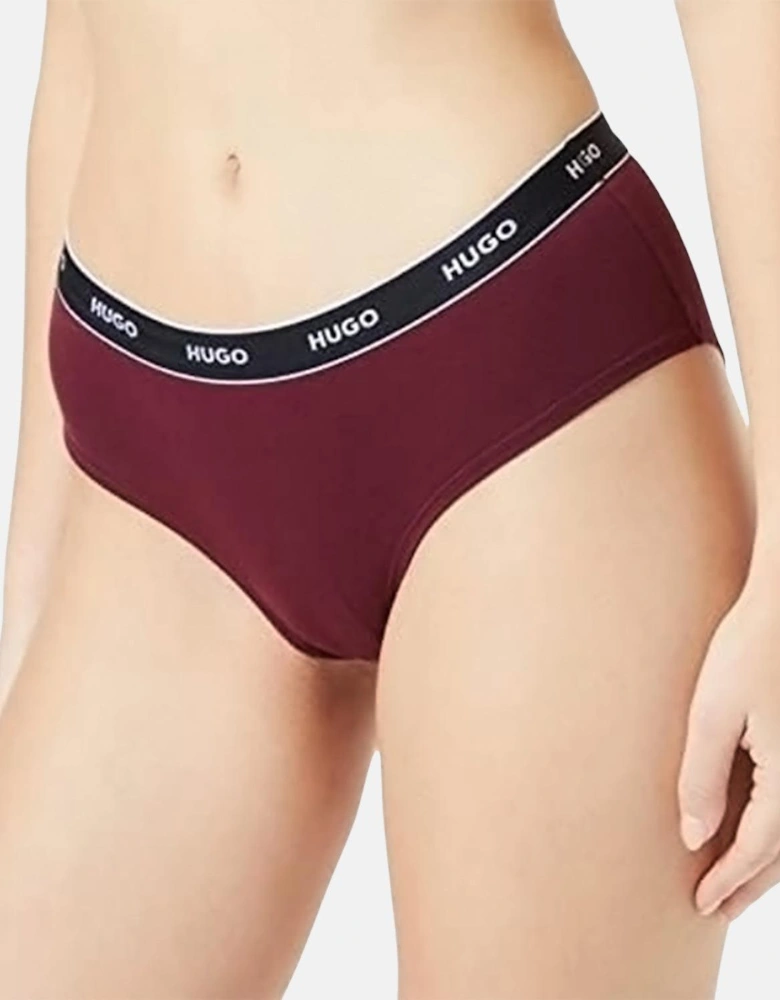 HUGO WOMENS 3 PACK HIPSTER BRIEFS BURGUNDY RED PINK