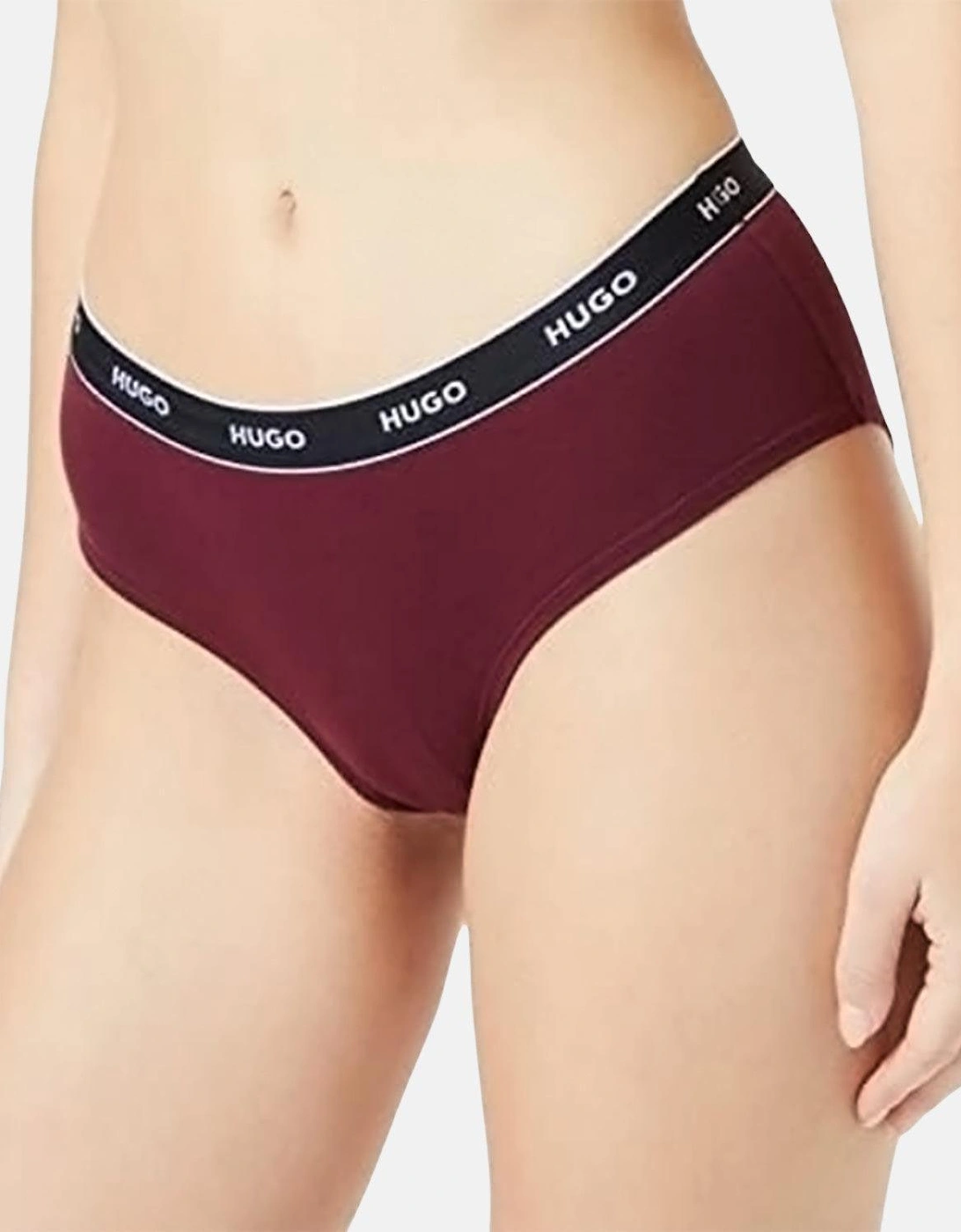 HUGO WOMENS 3 PACK HIPSTER BRIEFS BURGUNDY RED PINK