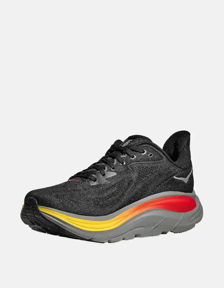 HOKA MENS CLIFTON 10 TRAINERS BLACK GALACTIC GREY