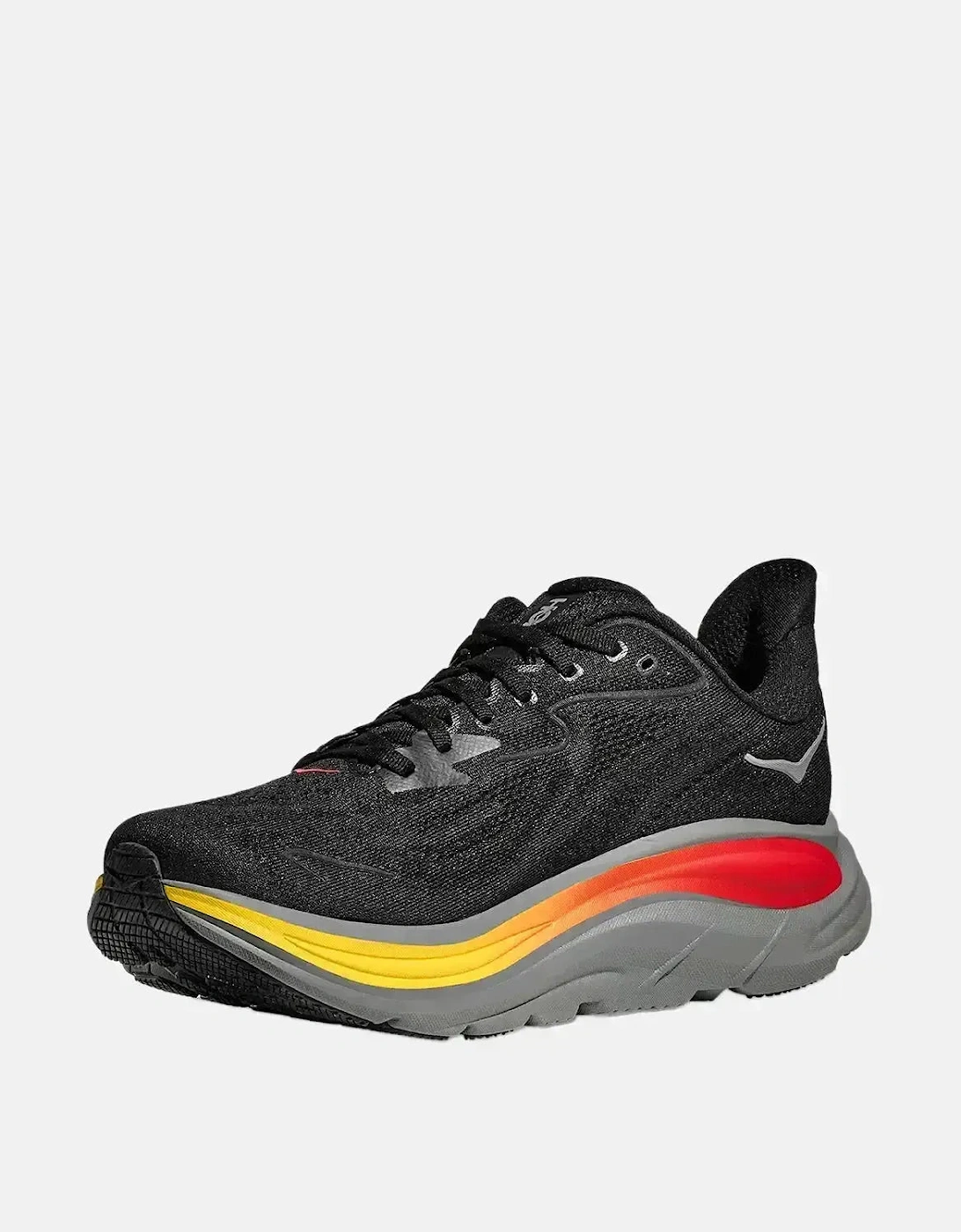HOKA MENS CLIFTON 10 TRAINERS BLACK GALACTIC GREY