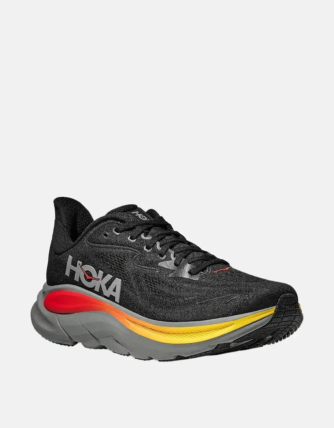 HOKA MENS CLIFTON 10 TRAINERS BLACK GALACTIC GREY