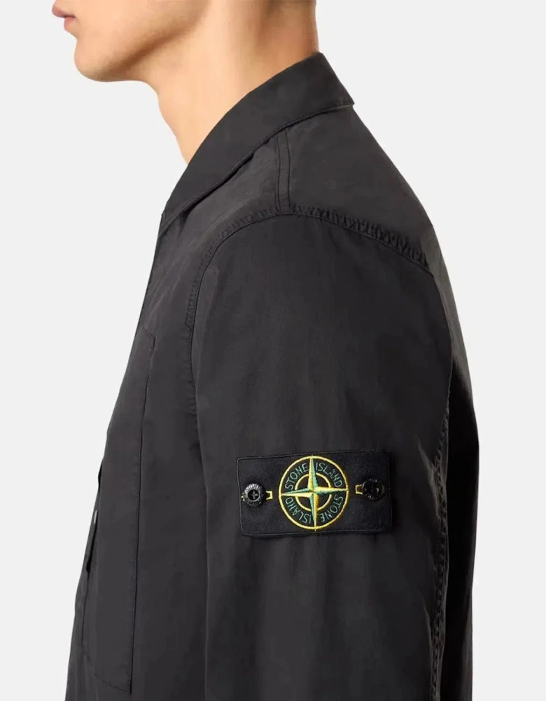 STONE ISLAND 1200033 SUPIMA COTTON TWILL STRETCH-TC OVERSHIRT BLACK