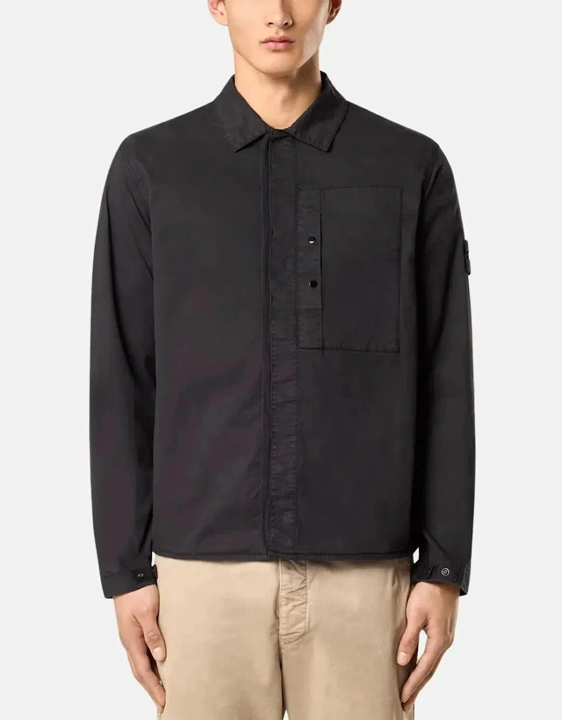 STONE ISLAND 1200033 SUPIMA COTTON TWILL STRETCH-TC OVERSHIRT BLACK