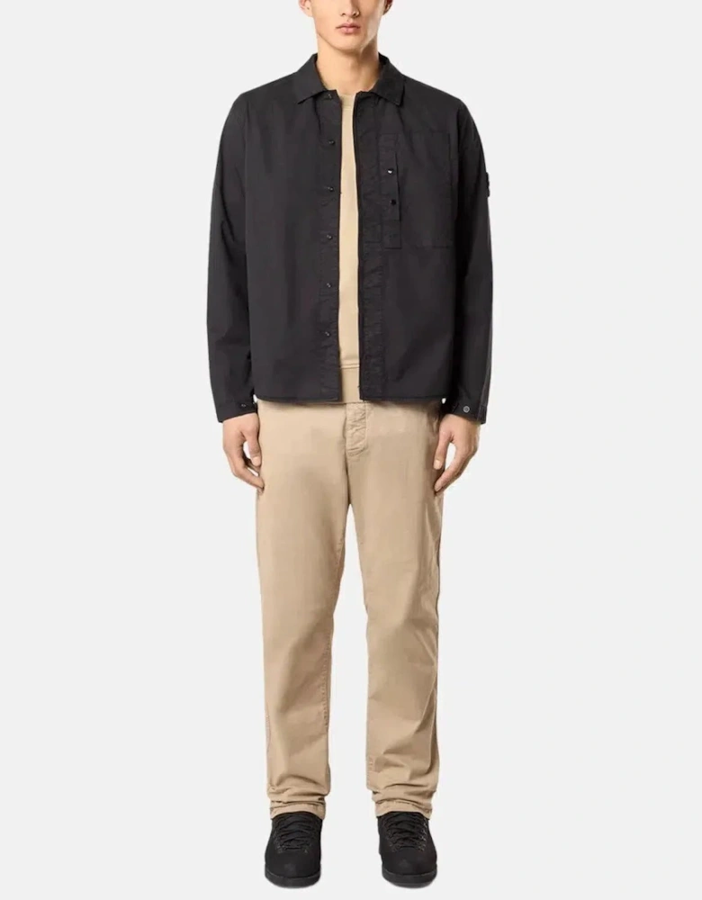 STONE ISLAND 1200033 SUPIMA COTTON TWILL STRETCH-TC OVERSHIRT BLACK