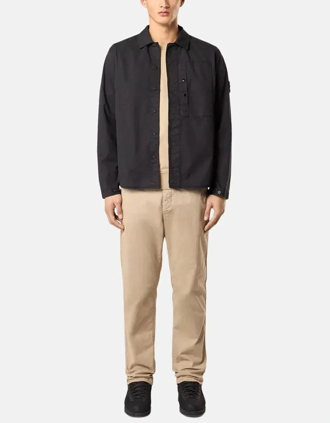 STONE ISLAND 1200033 SUPIMA COTTON TWILL STRETCH-TC OVERSHIRT BLACK