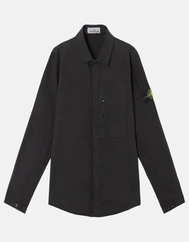 STONE ISLAND 1200033 SUPIMA COTTON TWILL STRETCH-TC OVERSHIRT BLACK