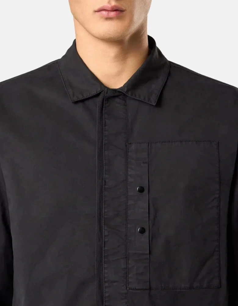 STONE ISLAND 1200033 SUPIMA COTTON TWILL STRETCH-TC OVERSHIRT BLACK