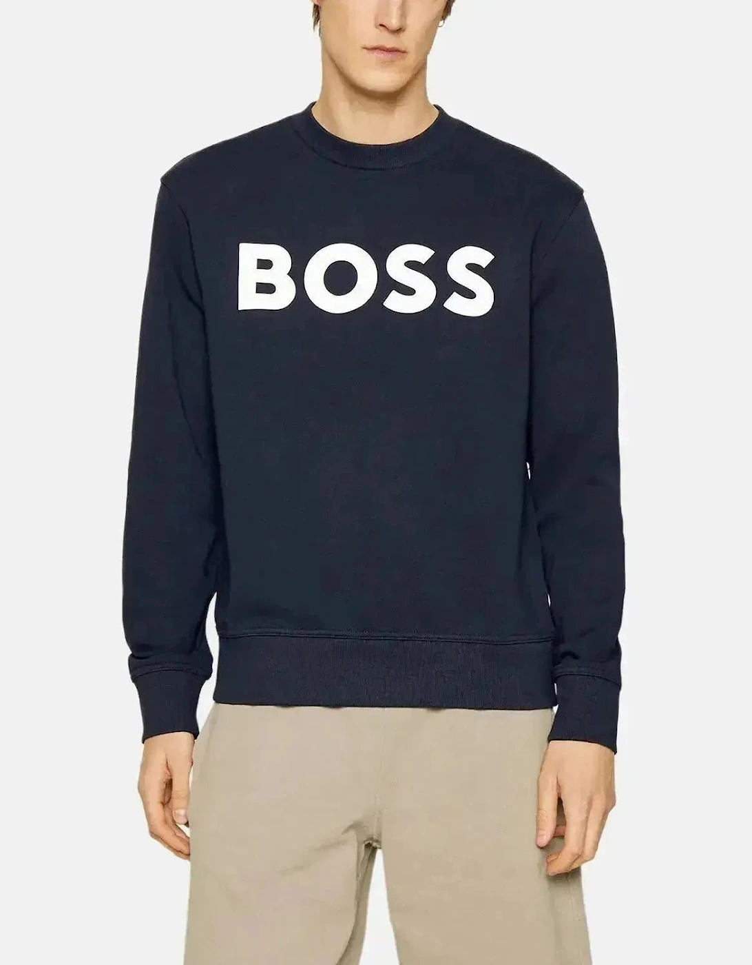 BOSS MENS WEBASIC LOGO SWEATSHIRT DARK BLUE
