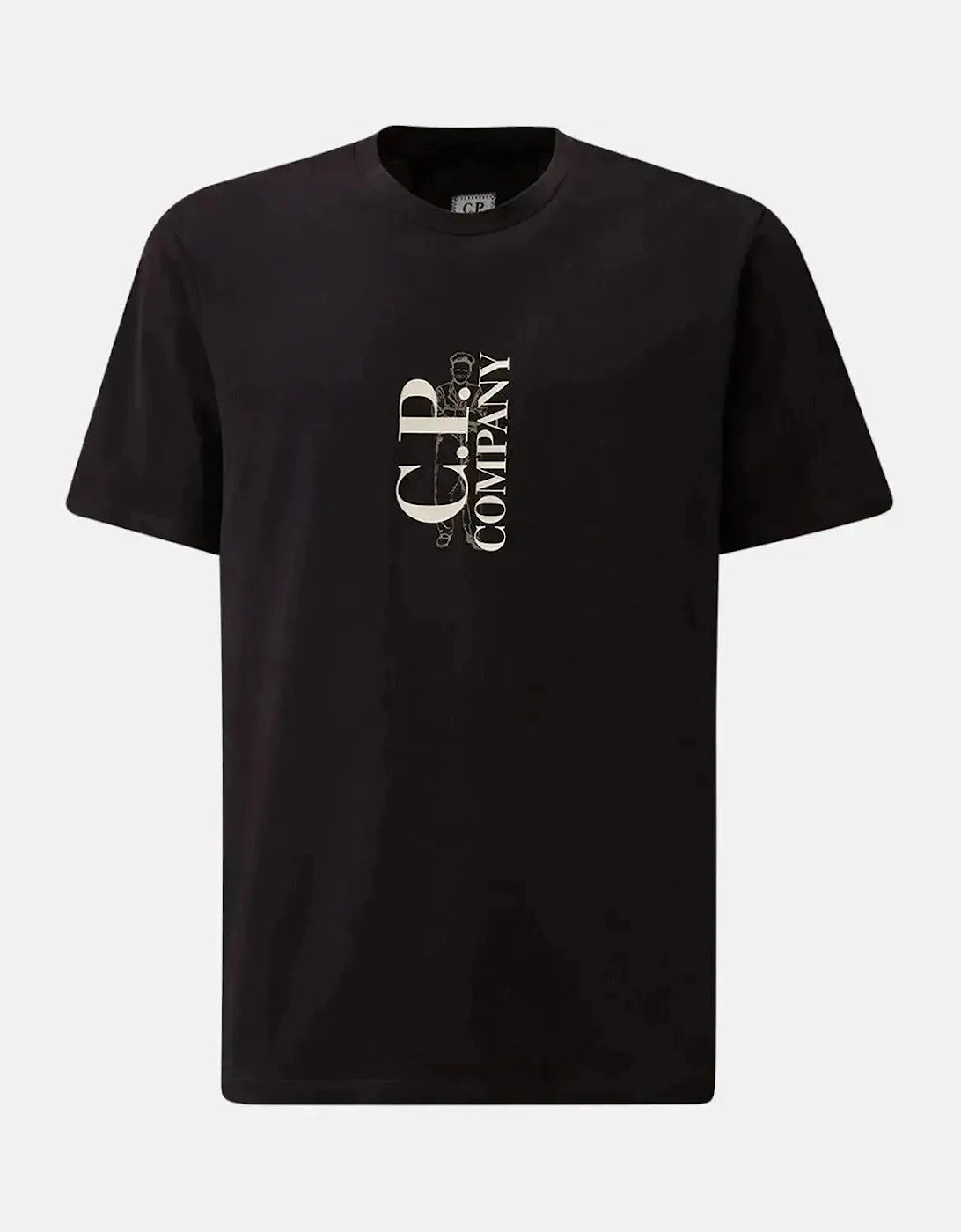 CP COMPANY MENS 30/1 JERSEY VERTICAL LOGO T-SHIRT TOTAL ECLIPSE
