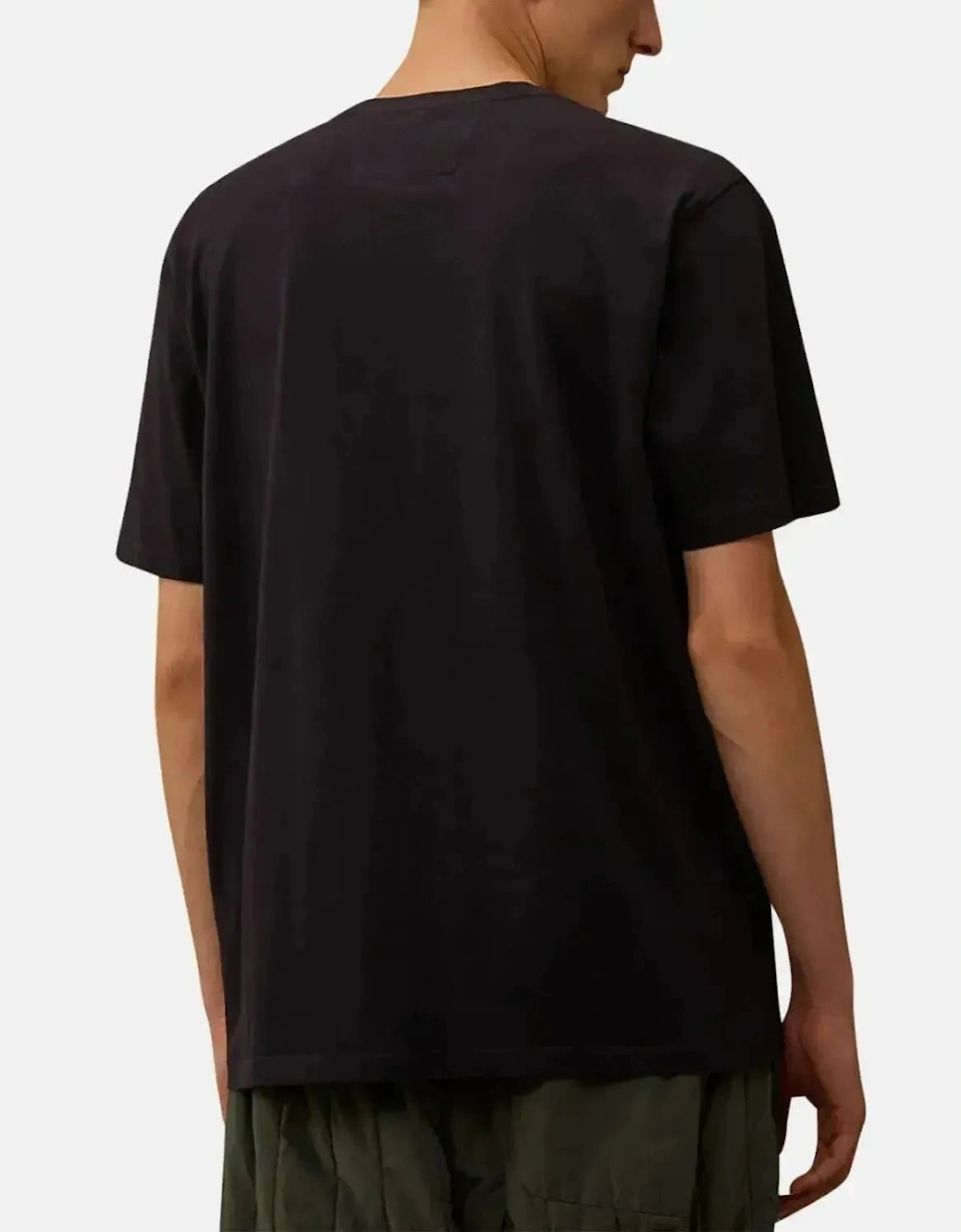 CP COMPANY MENS 30/1 JERSEY VERTICAL LOGO T-SHIRT TOTAL ECLIPSE