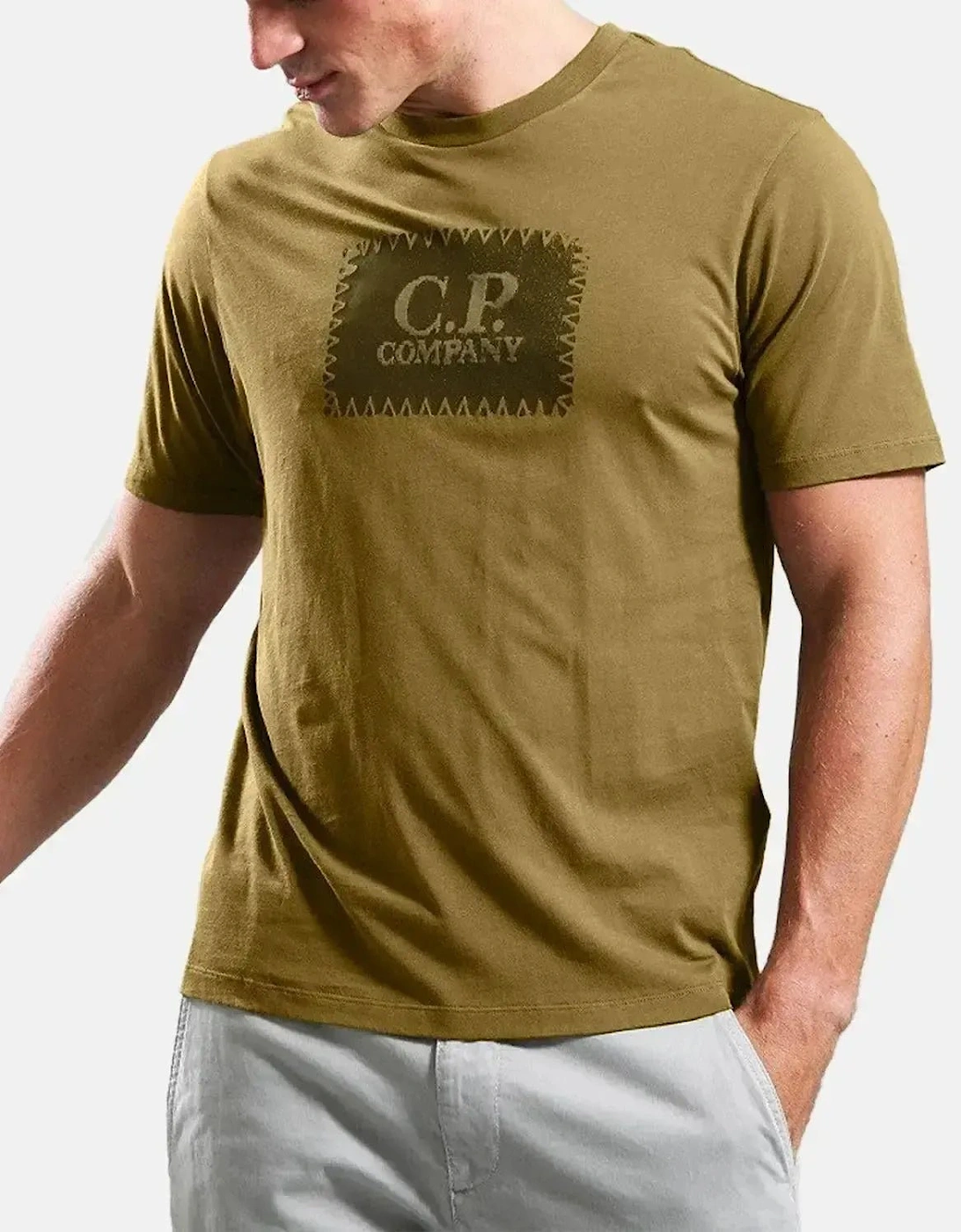 CP COMPANY MENS 30/1 JERSEY LABEL LOGO T-SHIRT CAPERS