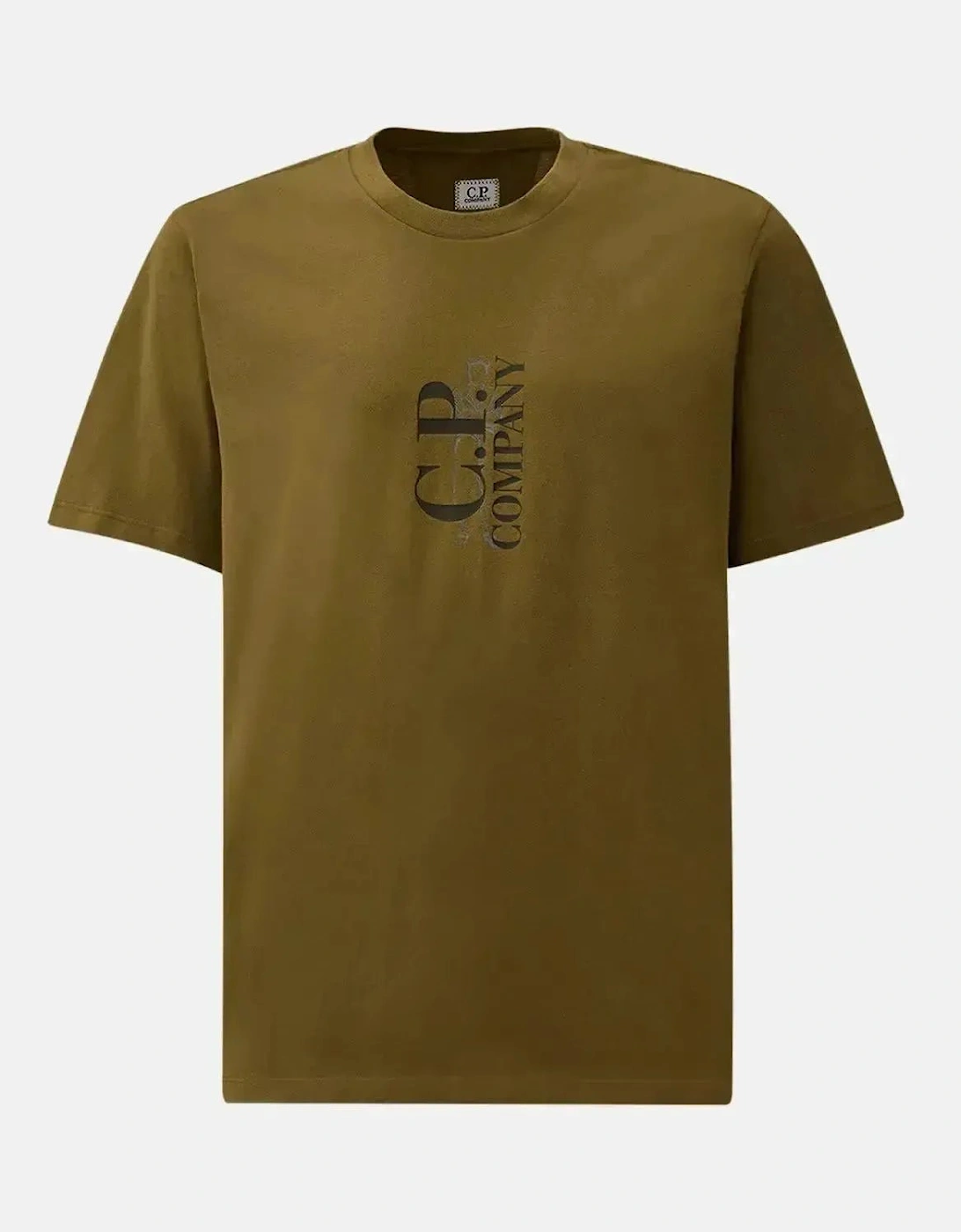 CP COMPANY MENS 30/1 JERSEY VERTICAL LOGO T-SHIRT CAPERS