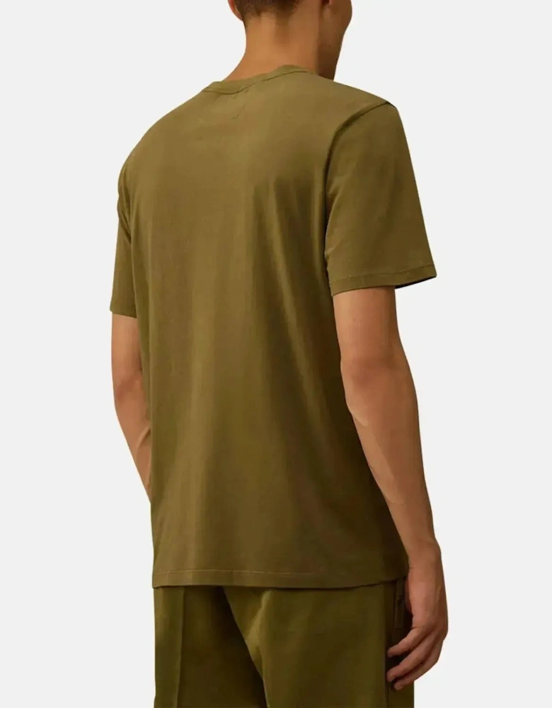 CP COMPANY MENS 30/1 JERSEY VERTICAL LOGO T-SHIRT CAPERS