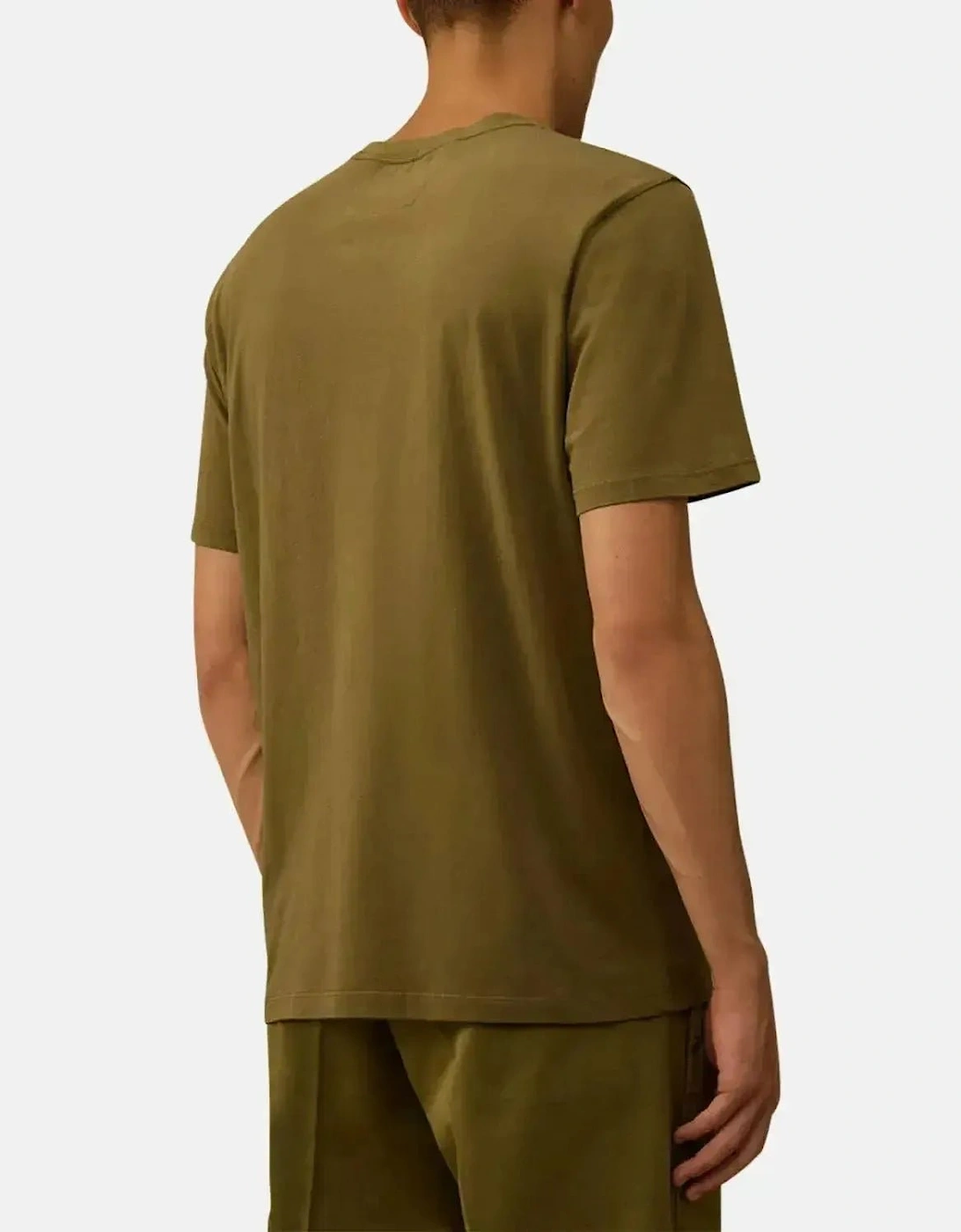 CP COMPANY MENS 30/1 JERSEY VERTICAL LOGO T-SHIRT CAPERS