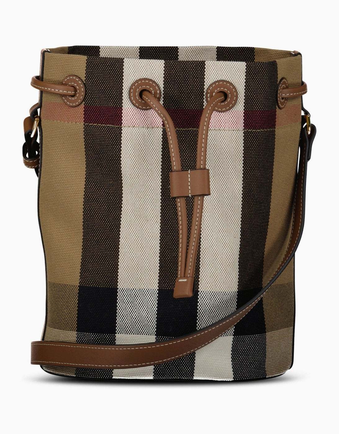 Burberry Women's Brown Check Canvas Small Bucket Bag In Taupe