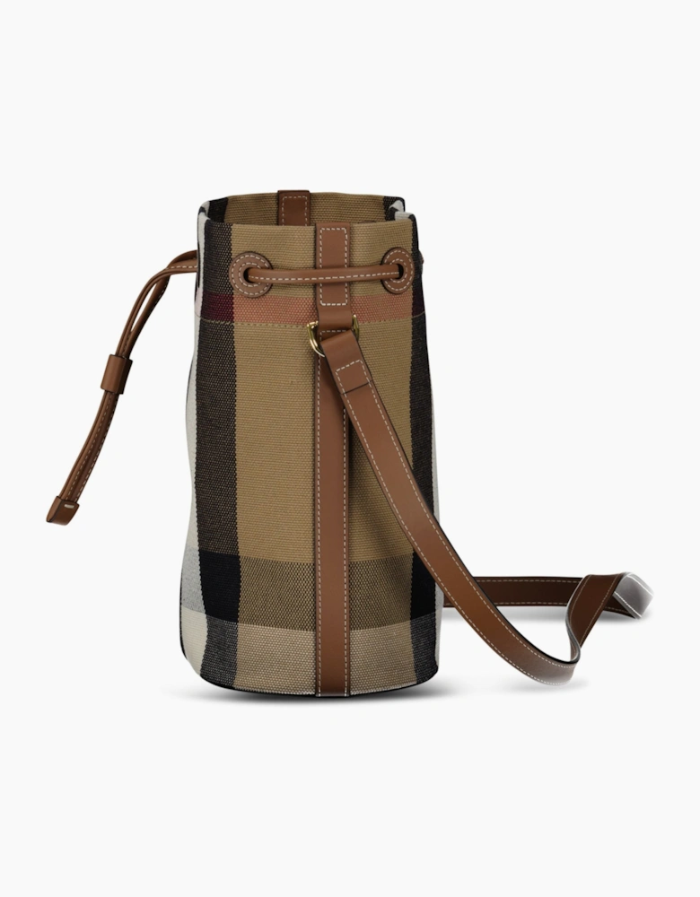 Burberry Check Canvas Small Bucket Bag in Taupe Brown