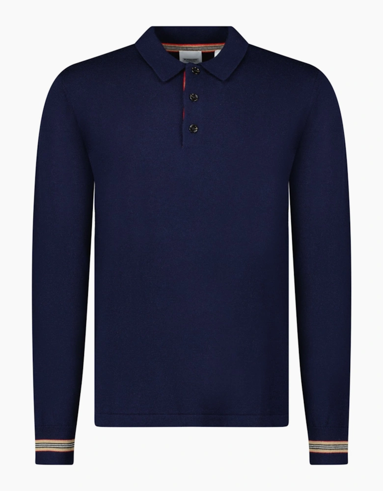 Burberry 'Pace' Signature Stripe Wool Polo Navy