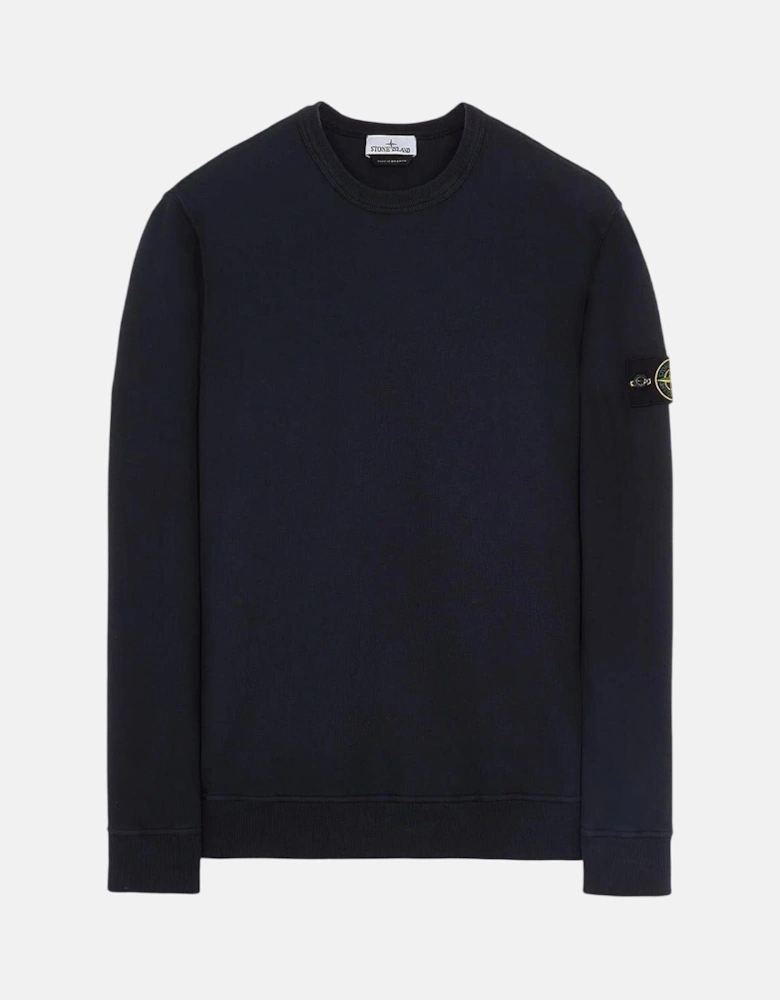 STONE ISLAND COTTON FLEECE SWEATSHIRT NAVY BLUE