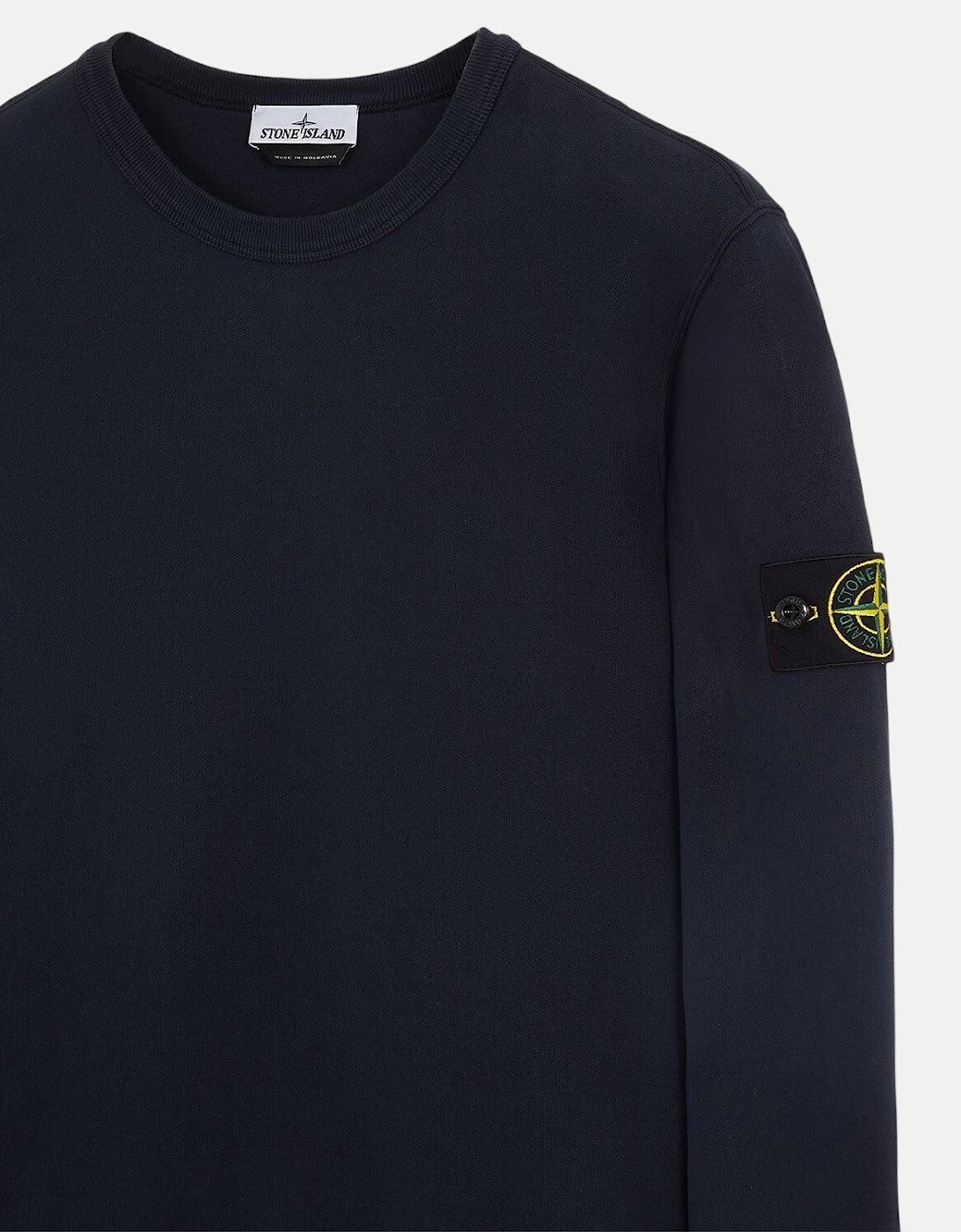 STONE ISLAND COTTON FLEECE SWEATSHIRT NAVY BLUE