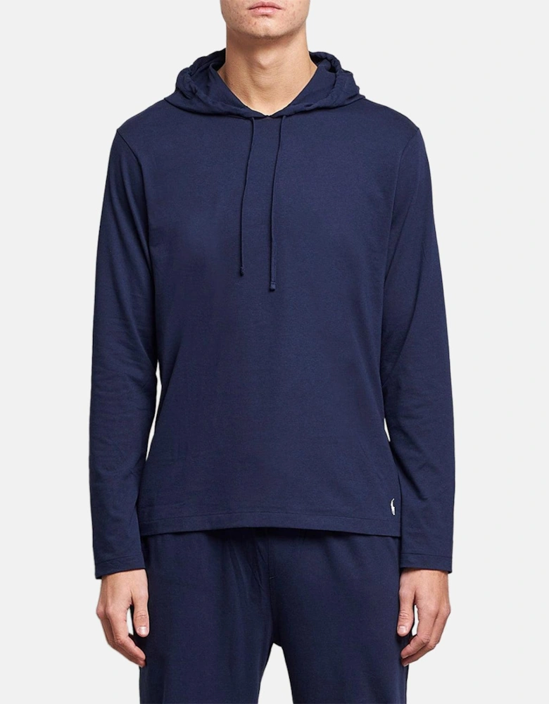 RALPH LAUREN COTTON JERSEY SLEEP HOODIE NAVY
