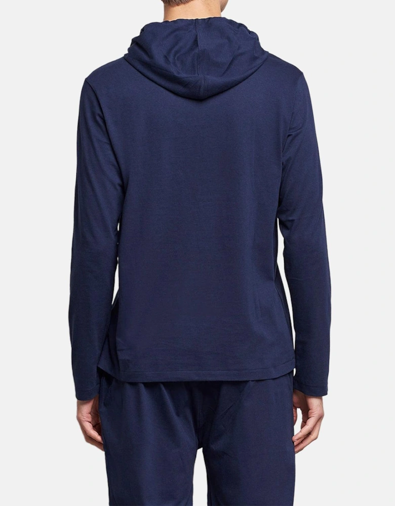 RALPH LAUREN COTTON JERSEY SLEEP HOODIE NAVY