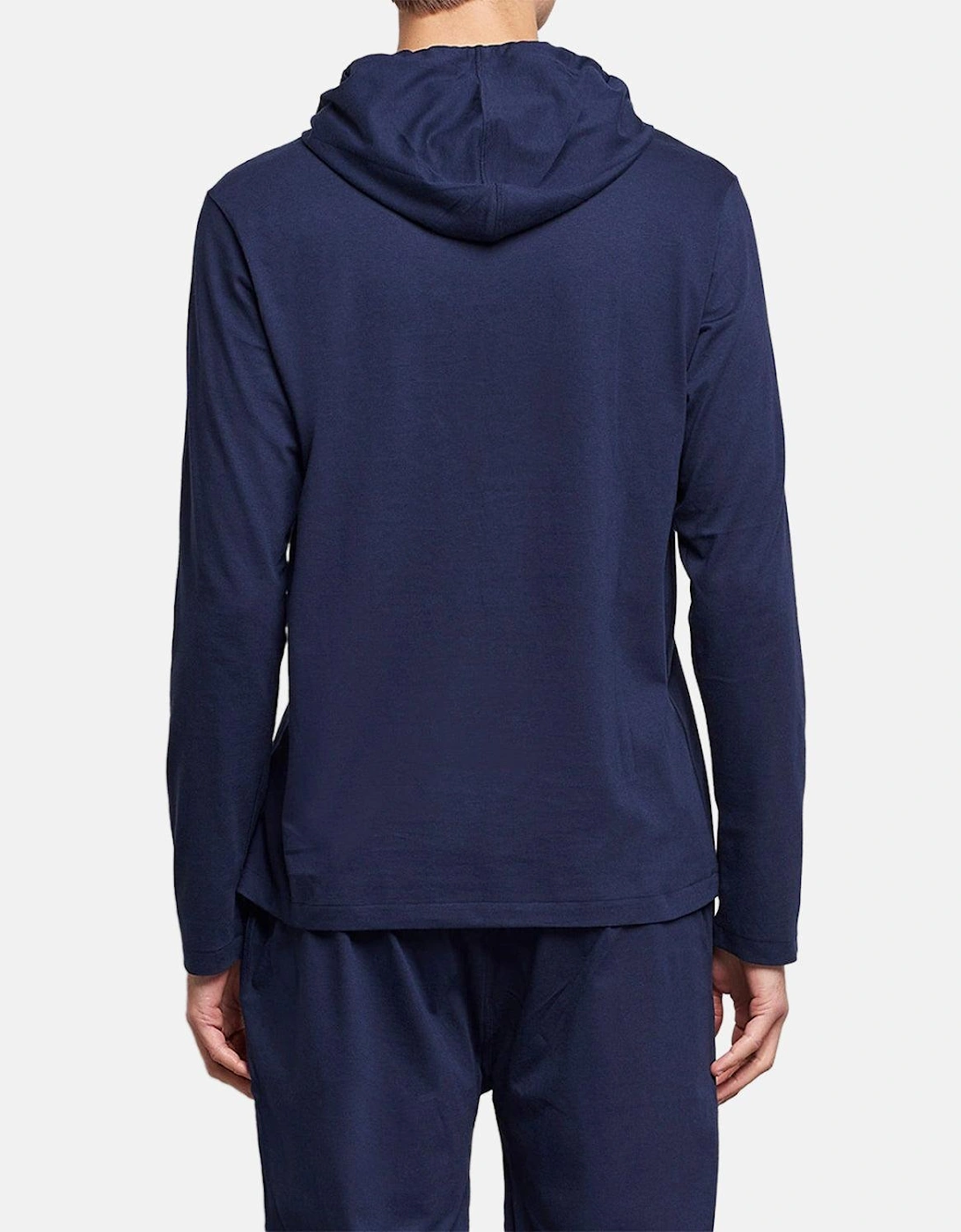 RALPH LAUREN COTTON JERSEY SLEEP HOODIE NAVY