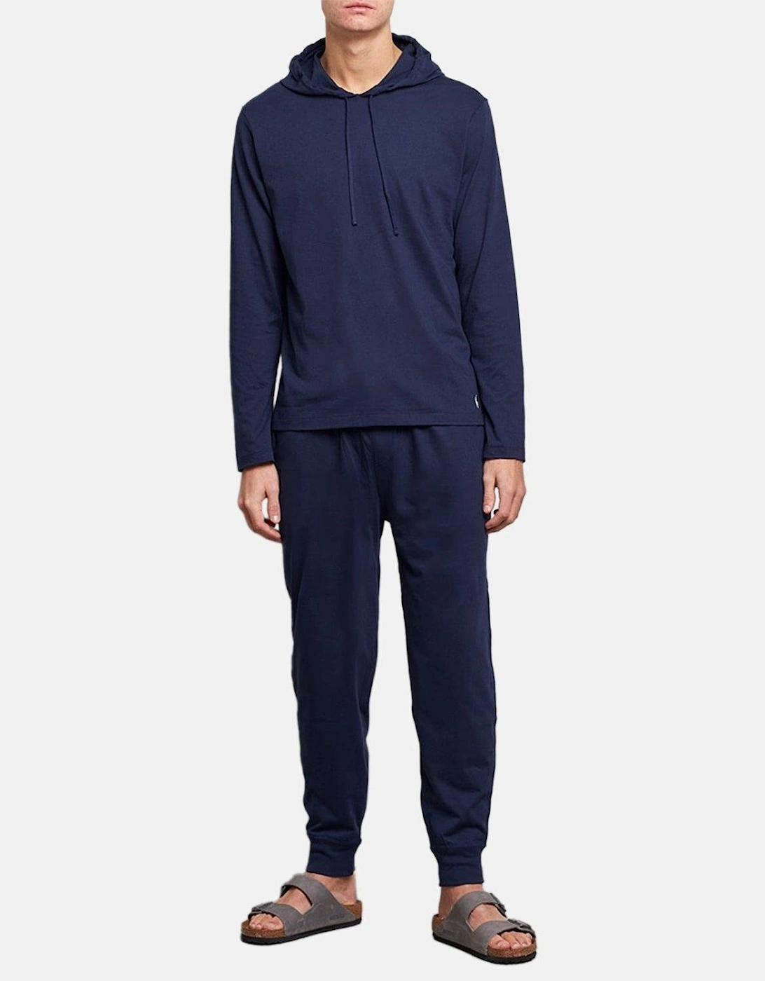 RALPH LAUREN COTTON JERSEY SLEEP HOODIE NAVY