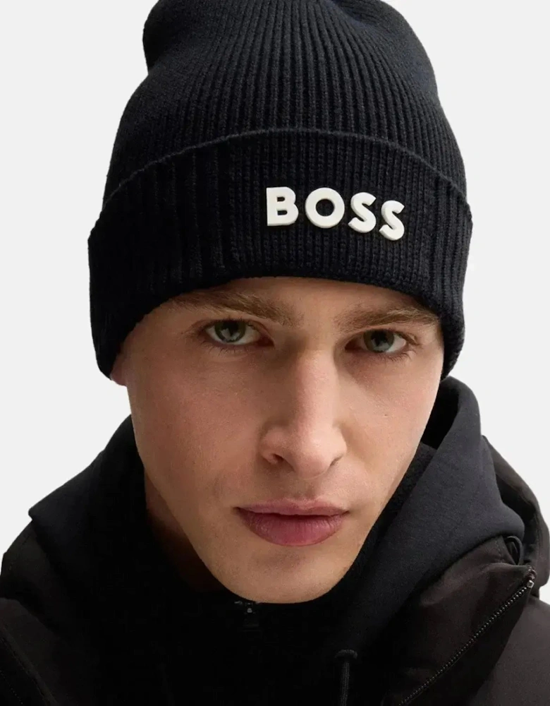 BOSS ASIC-X COTTON WOOL BEANIE DARK BLUE