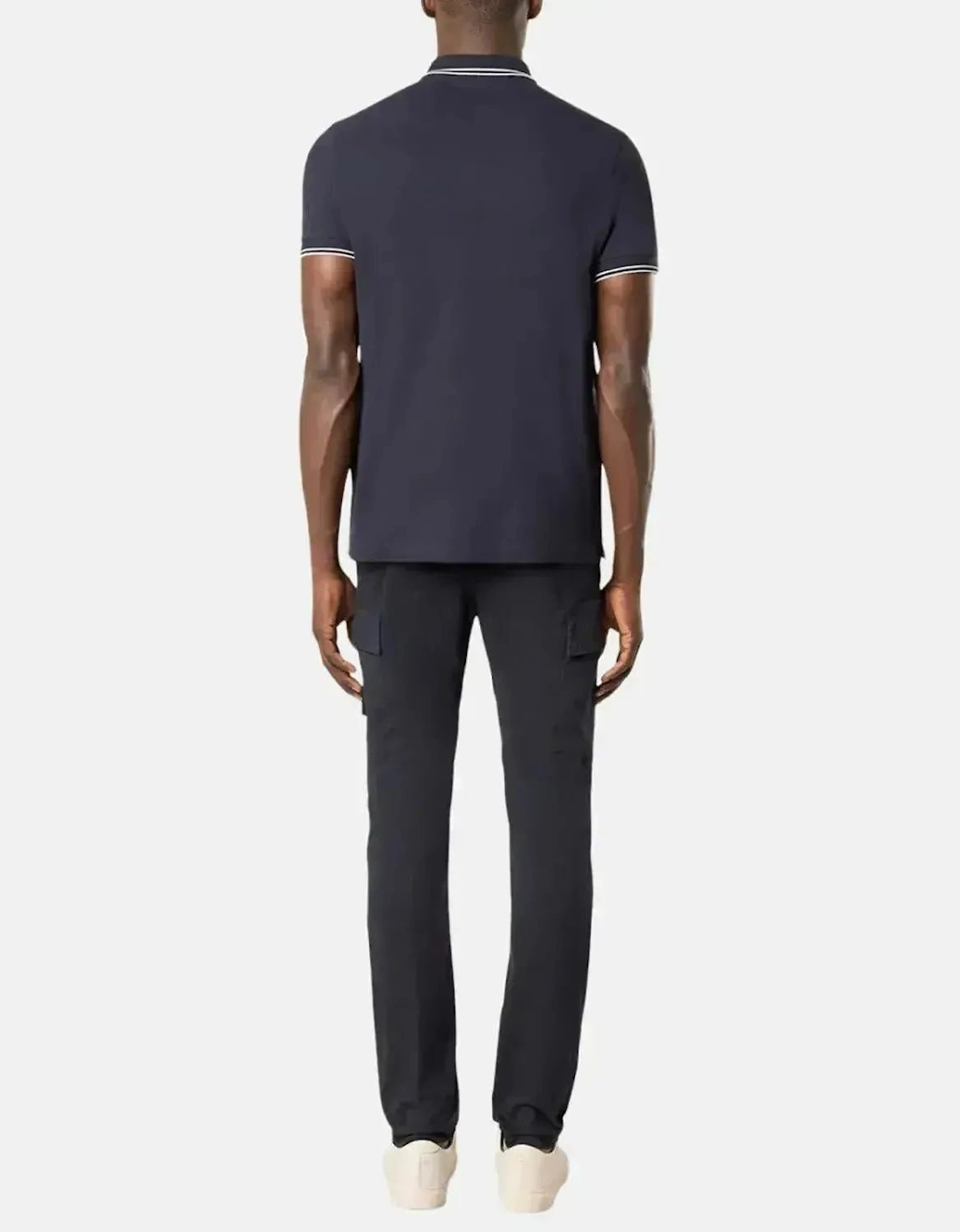 STONE ISLAND MENS 2200007 ORGANIC STRETCH COTTON TIPPED SLIM FIT POLO SHIRT NAVY