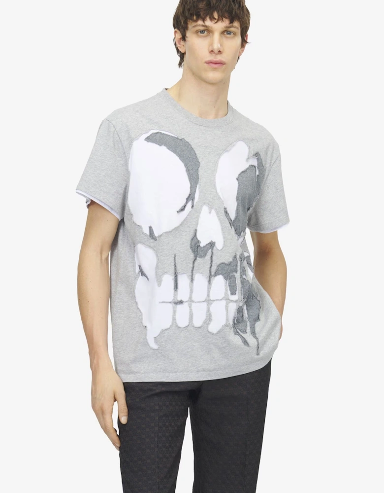Patchwork Skull T-Shirt Grey