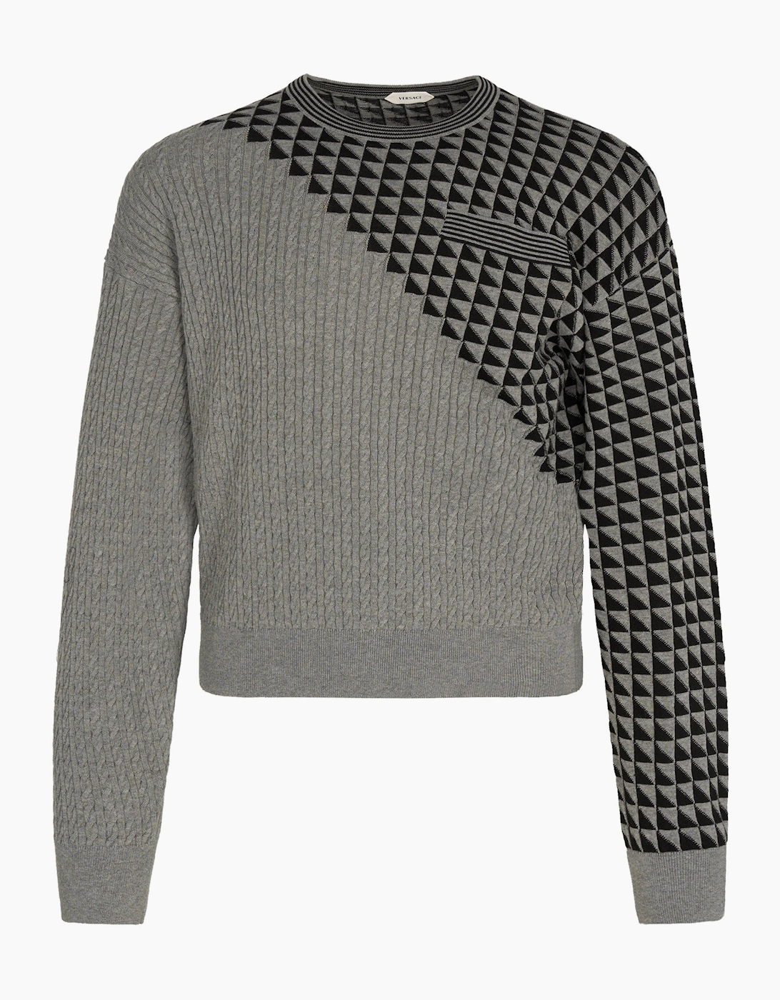 Knit Geometric Jacquard Sweater Grey