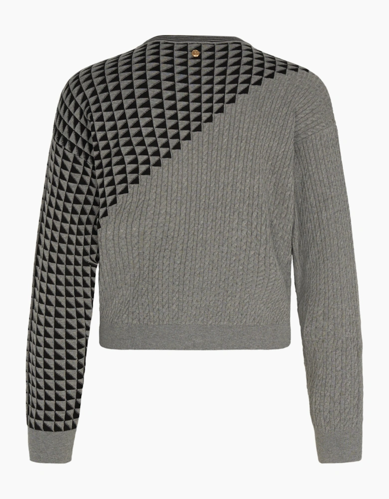 Knit Geometric Jacquard Sweater Grey