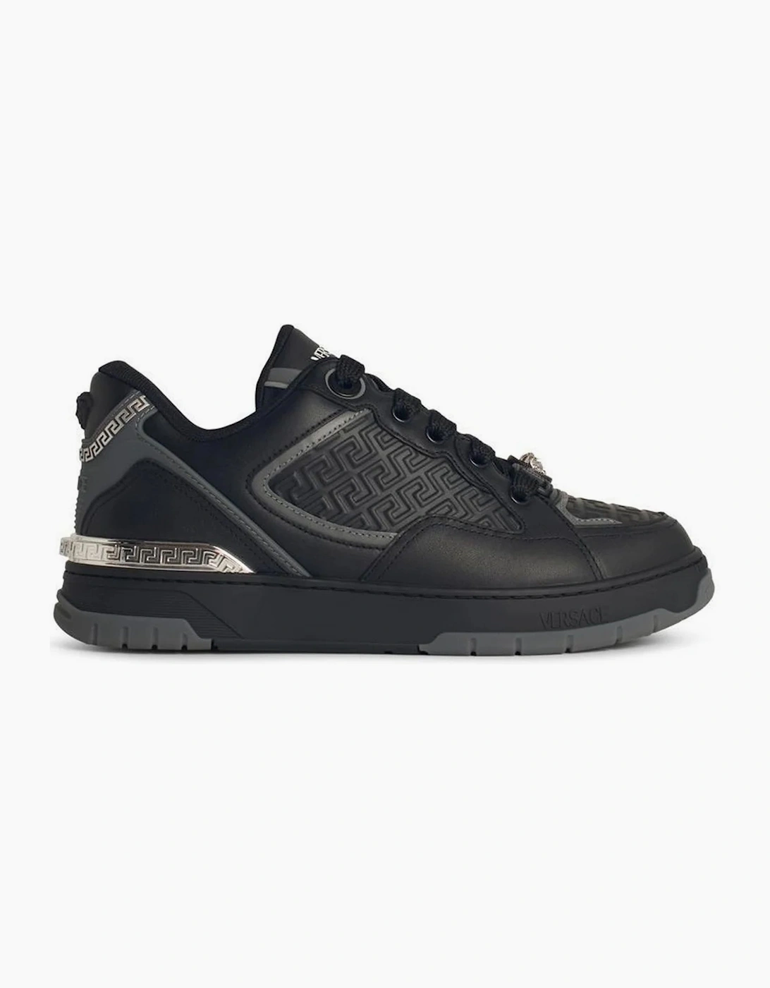 Versace Biggie Basket Leather Sneakers Black