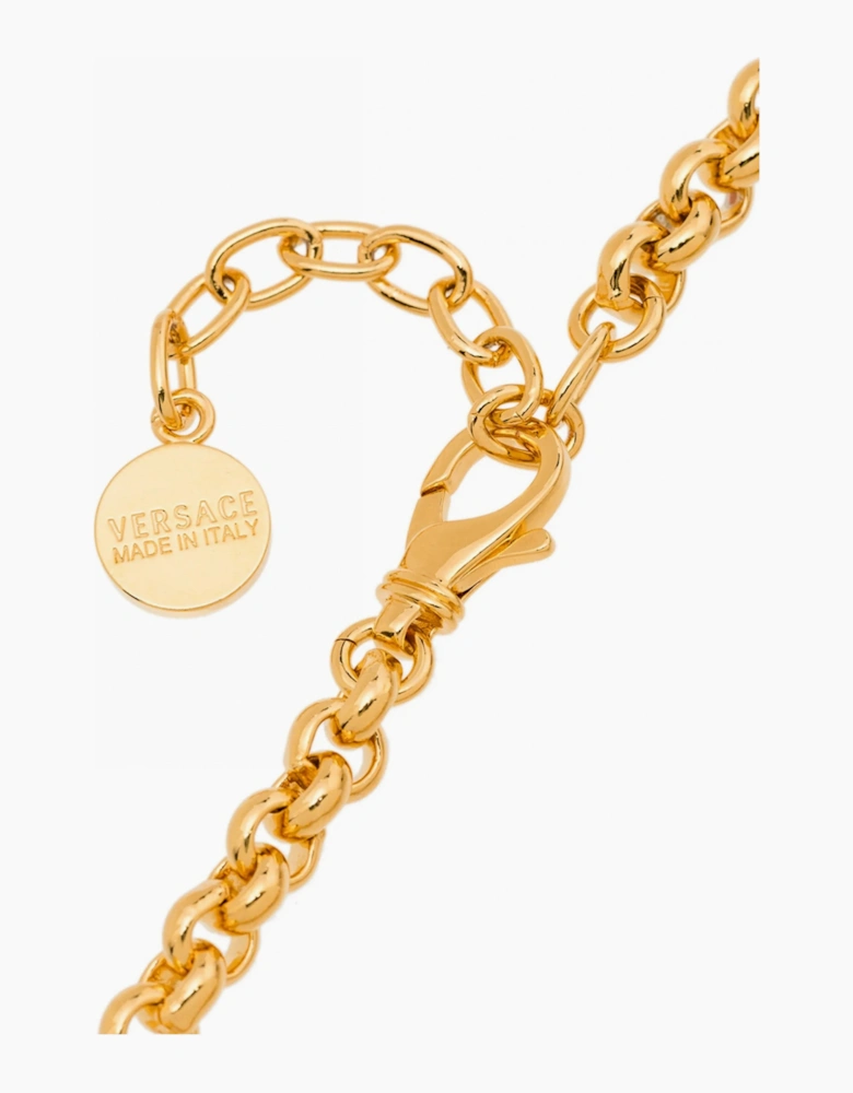 Medusa Charm Rolo Chain Necklace Gold