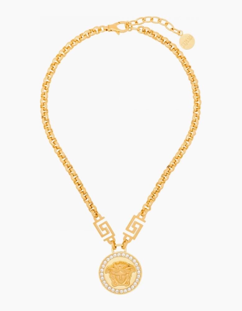 Medusa Charm Rolo Chain Necklace Gold