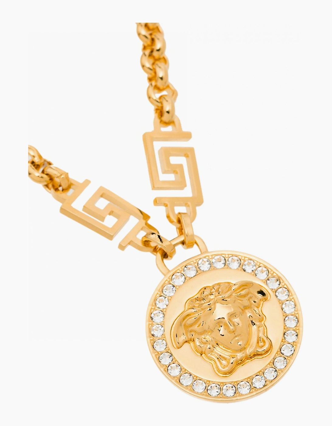 Medusa Charm Rolo Chain Necklace Gold