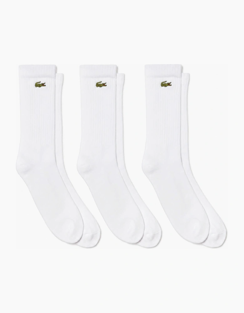 Lacoste Sport 3 Pack High Cut Socks White/White/White