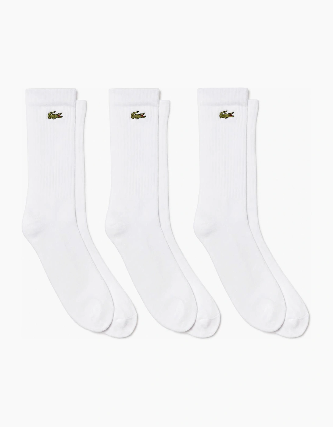 Lacoste Sport 3 Pack High Cut Socks White/White/White