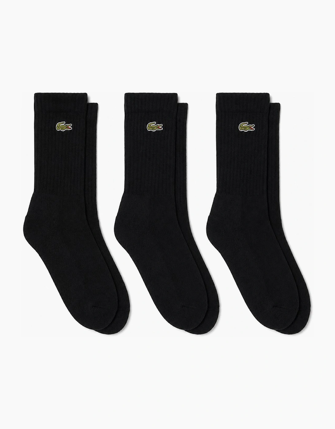 Lacoste Sport 3 Pack High Cut Socks Black/Black/Black