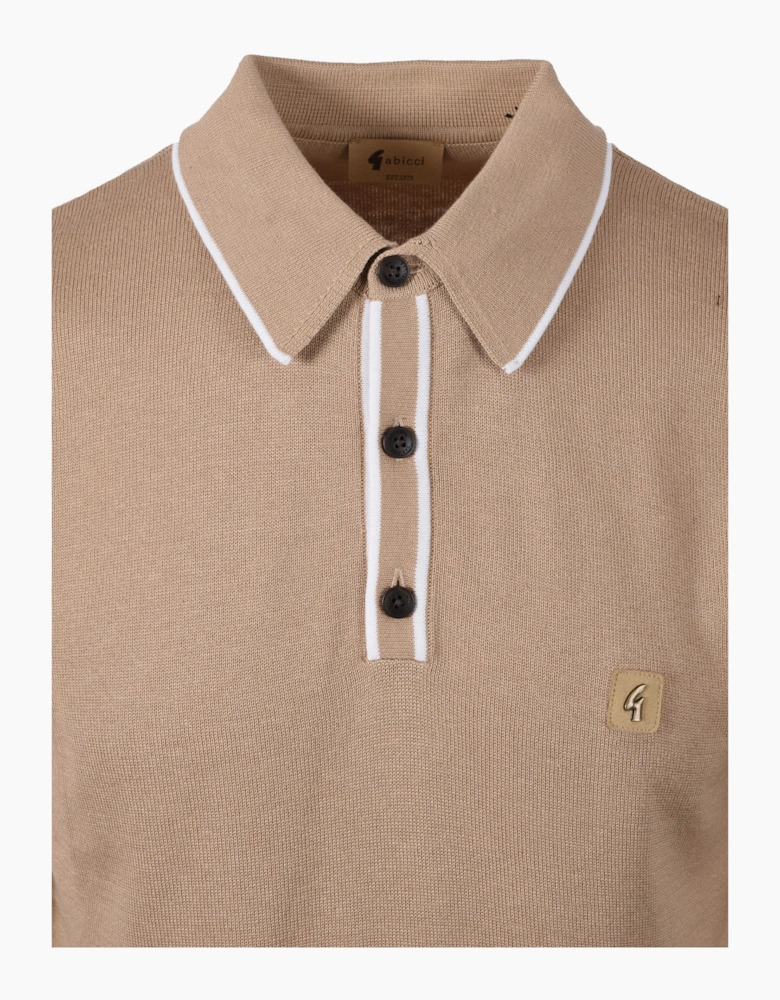 GABICCI LINEKER KNITTED POLO SHIRT SANDSTONE