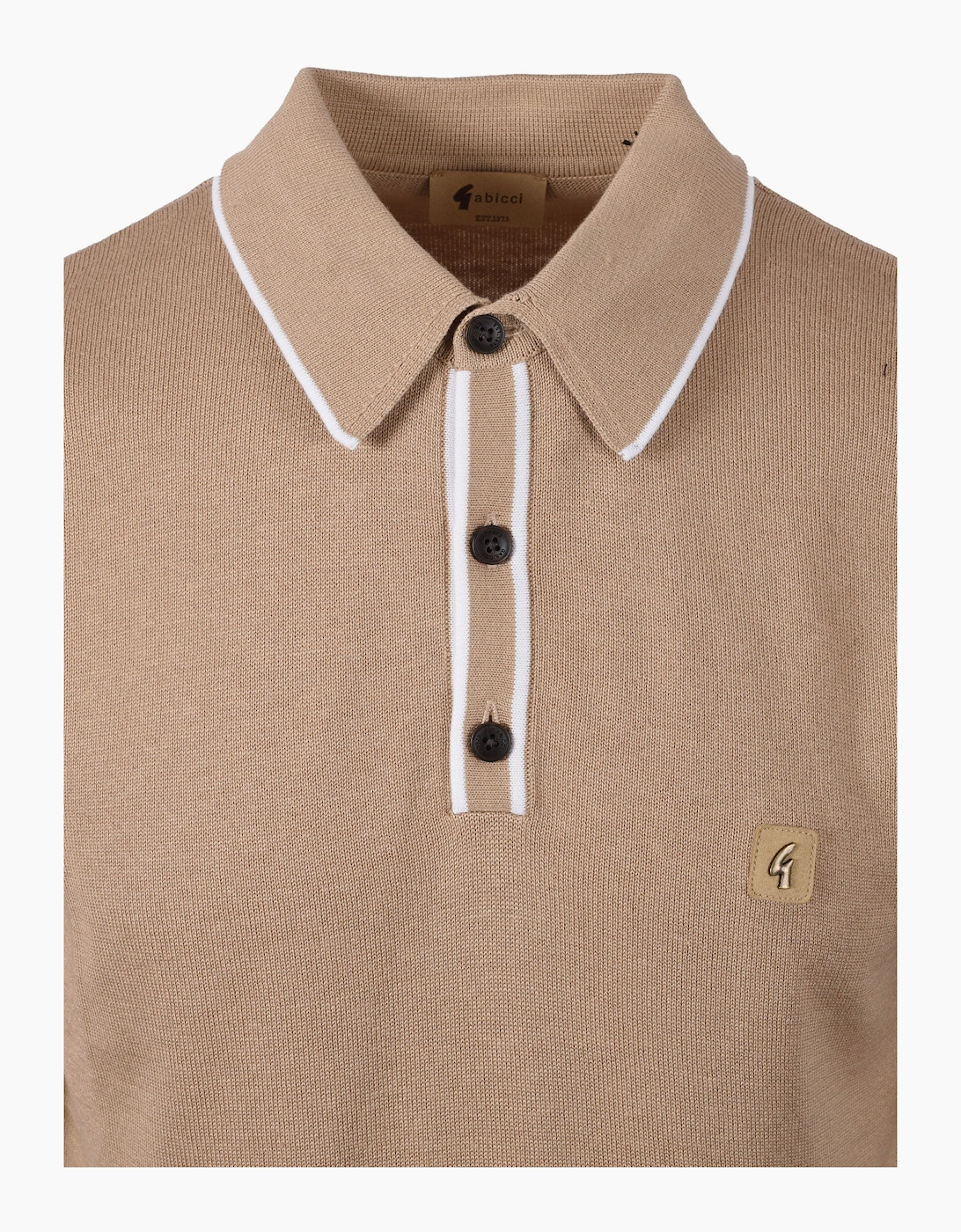 GABICCI LINEKER KNITTED POLO SHIRT SANDSTONE