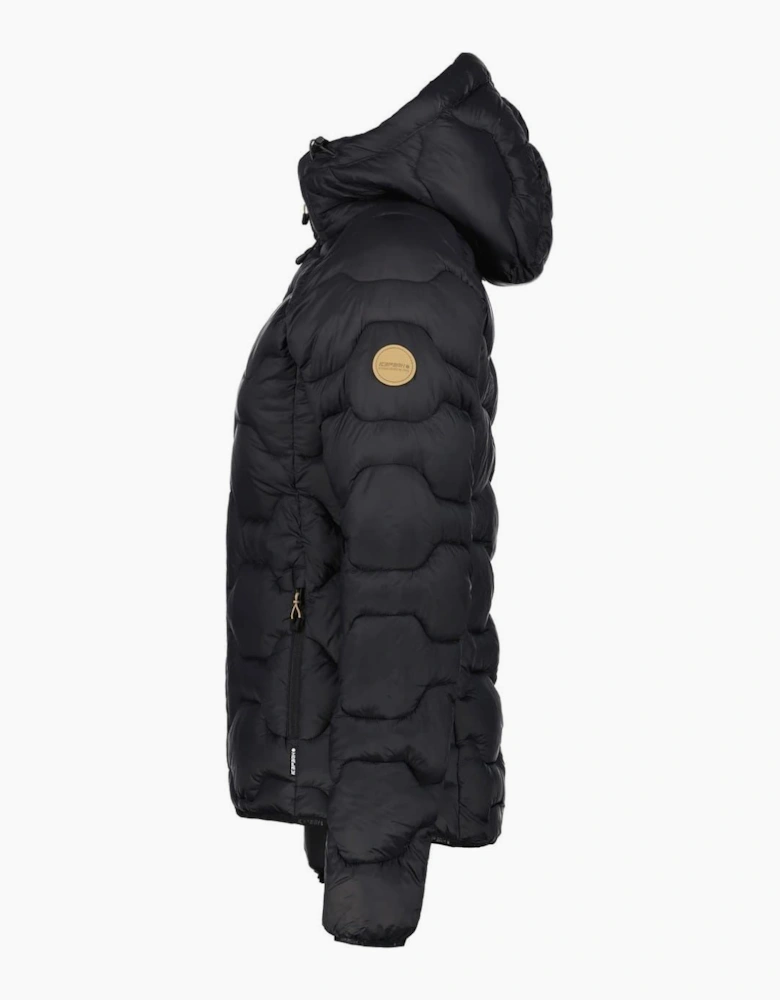 Solid Patterned Hooded Zipped Pocket Puffer Jacket
