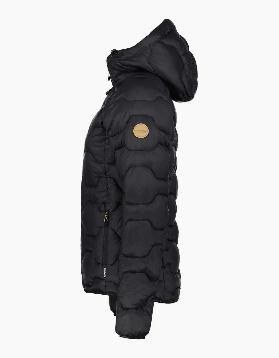 Solid Patterned Hooded Zipped Pocket Puffer Jacket