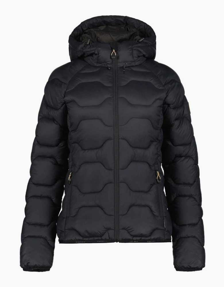 Solid Patterned Hooded Zipped Pocket Puffer Jacket
